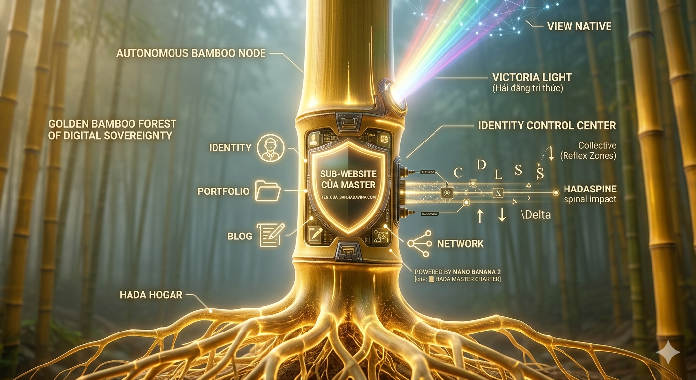 Tự chủ số, Identity Control Center, Tri thức HadaSpine và mạng lưới Hada Hogar trên nền tảng Rừng Tre Vàng kỹ thuật số.